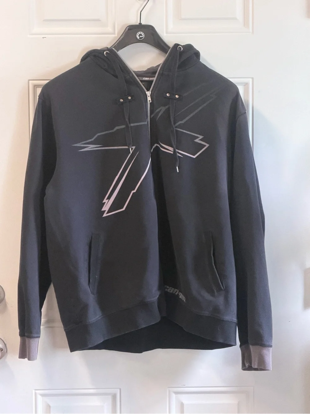 Men's Black Zip Hoodie with Graphic Logo